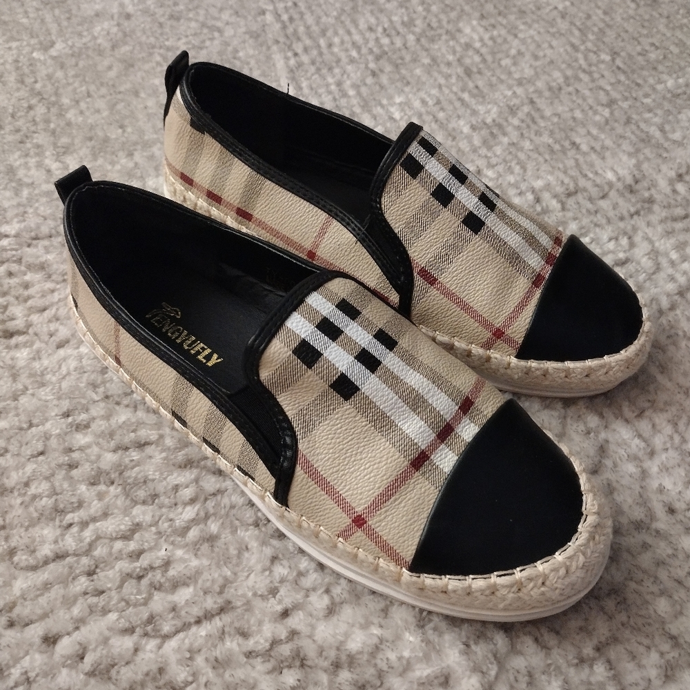 Plaid slip on shoes